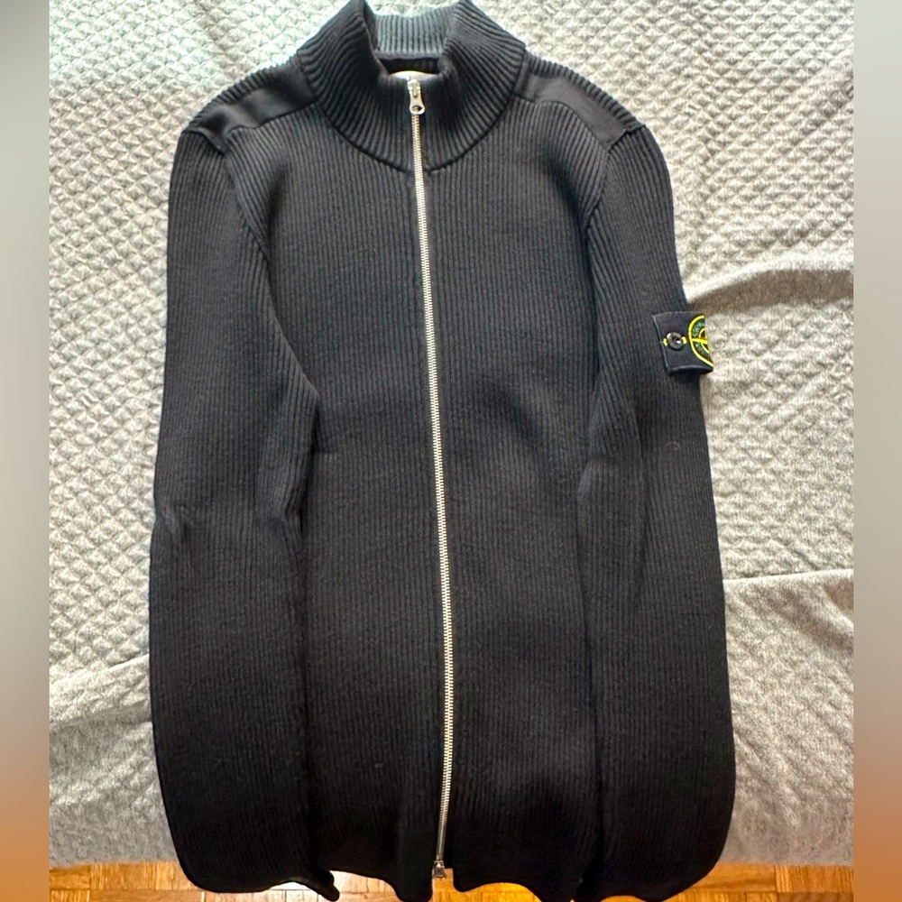 Stone Island Full Zip Black Sweater